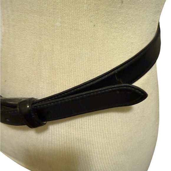 Etienne Aigner Leather Belt medium size Buckle Skinny Navy Blue Vtg - Picture 5 of 11